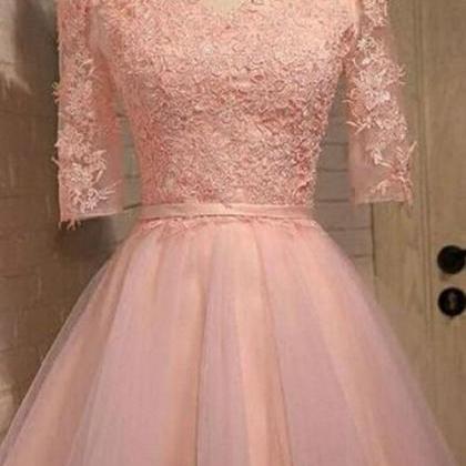 Cute Off The Shoulder Pink Tulle Homecoming..