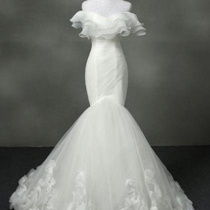 White Wedding Dress,mermaid Tulle Wedding Dress,..