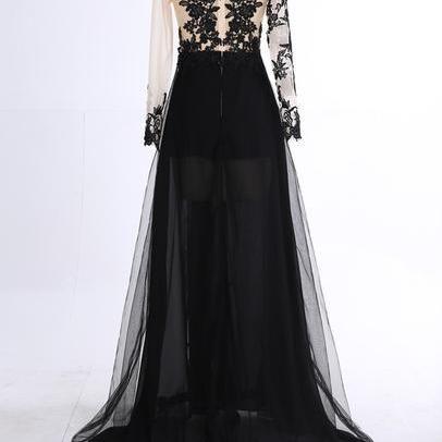 Charming Mermaid Formal Prom Dress,black V-neck..