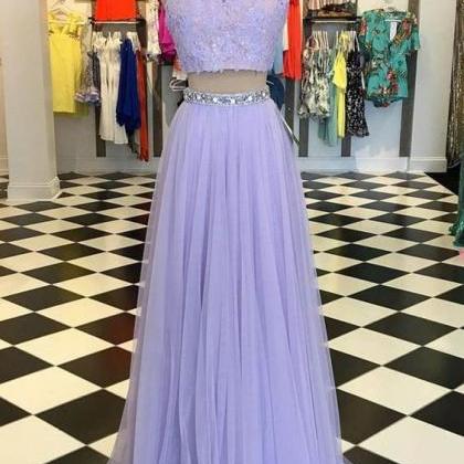 Lavender Tulle Two Pieces Evening Dress,..