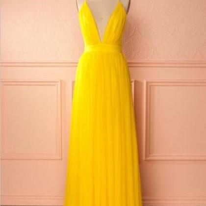 Yellow A Line Tulle Homecoming Dresses,beautiful..