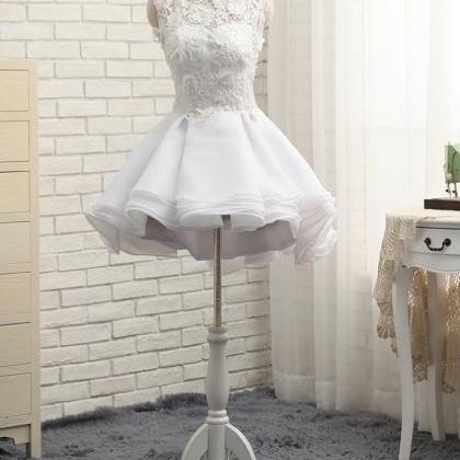 A-Line Off-The-Shoulder Sleeveless Short Mini Organza Wedding Dresses main image 0