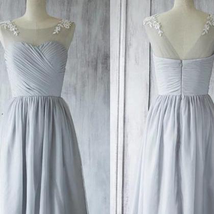 Short Lace Appliques Bridesmaid Dress,light Gray..