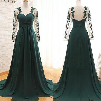 Green Sweetheart Formal Dress,elegant Chiffon..