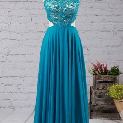 Blue Prom Dress,a-line Chiffon Prom Dress,halter..