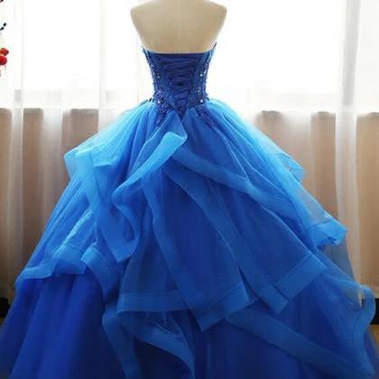 Royal Blue Sweetheart Prom Dress,strapless Tulle..