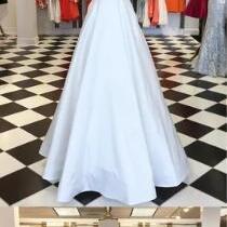 White Satin Prom Dress,elegant Appliques Prom..