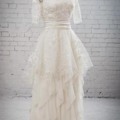 Classical Half Sleeve Lace Wedding Dress,chic..