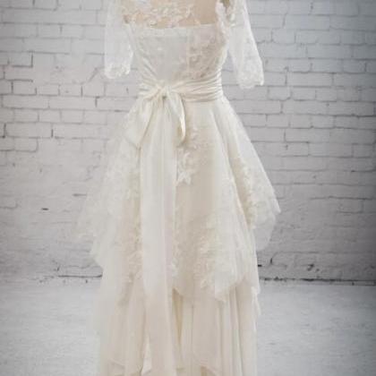 Classical Half Sleeve Lace Wedding Dress,chic..