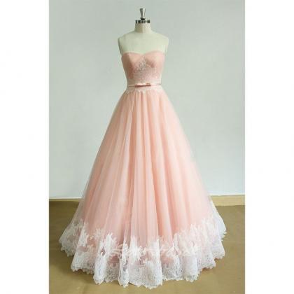 Pink Sweetheart Prom Dresses,strapless..