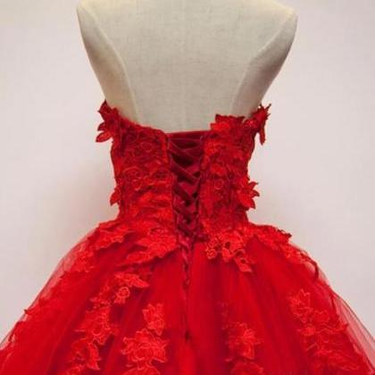 Charming Red Sweetheart Strapless Ball..