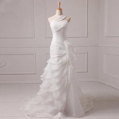 Organza Wedding Dress, Mermaid Layered Bridal..