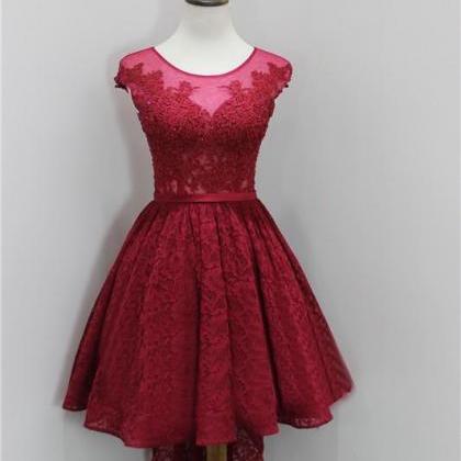 Pretty A-line Round Neck Homecoming Dress,high Low..