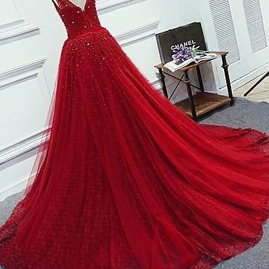 Luxurious A-line Round Neck Prom Dresses,charming..