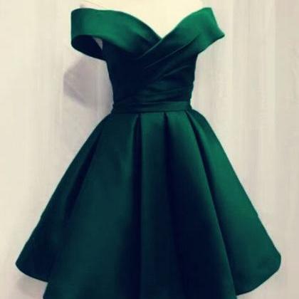 Satin Off-the-shoulder Homecoming Dresses,green..