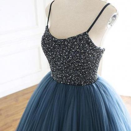 Charming Tulle Spaghetti Straps Beaded Sequins..