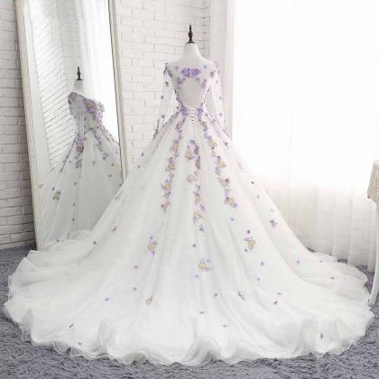 White Tulle Ruffles Lace Applique Bridal..