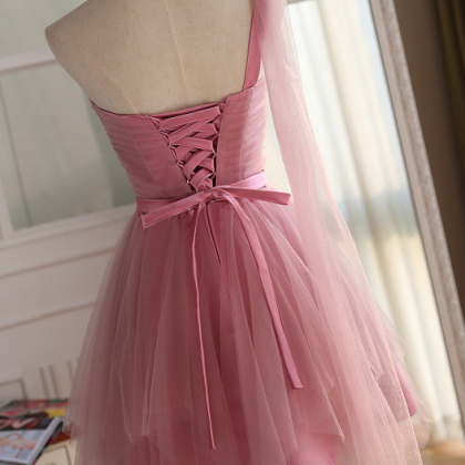 Cute Pink Sweetheart Tulle Homecoming..