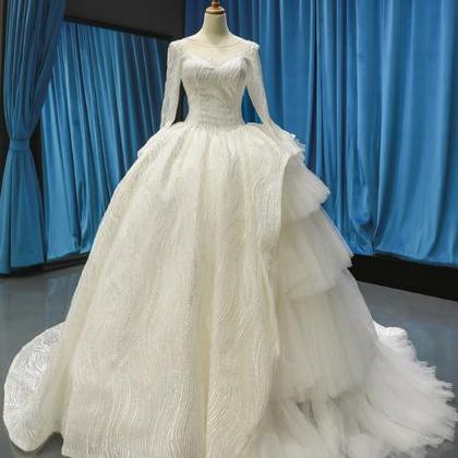 Ivory White Tulle Bridal Dresses,pretty Long..