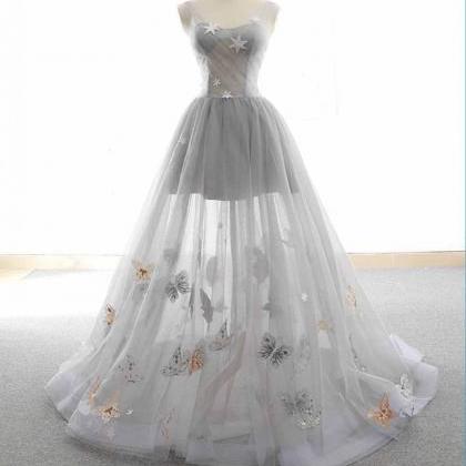 P1485 Cute Tulle Lace Prom Dress, Long Evening..