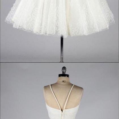 H1492 Vintage Prom Dress, White Prom Gowns, Lace..