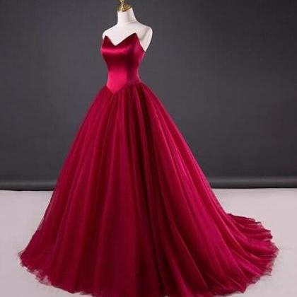 P1499 Simple Red Wedding Dress,tulle Bridal..