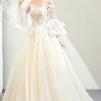 W1508 Light Champagne Ball Gown Wedding Princess..