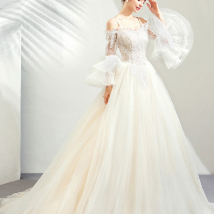 W1508 Light Champagne Ball Gown Wedding Princess..