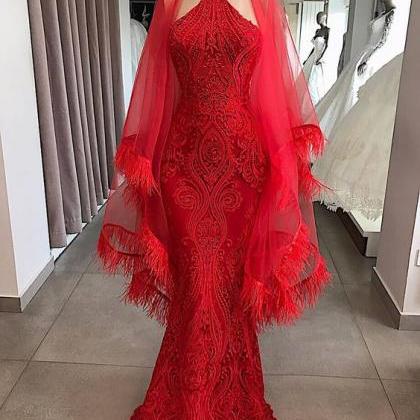 P1511 Red Evening Dresses Long Dubai Caftan..