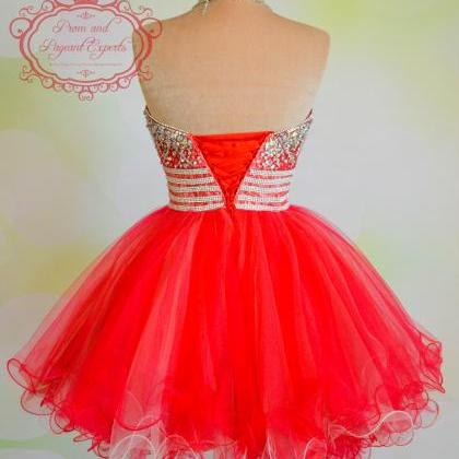 H1518 Sweetheart Tulle Homecoming Dresses,beaded..