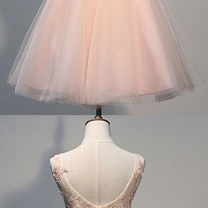 H1526 Pink Prom Dress,v Neck Prom Dress,applique..