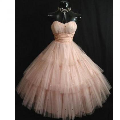 H1527 Vintage 50's Shell Pink Prom ..