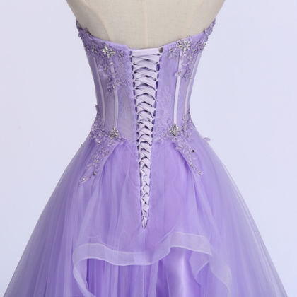 P1533 Sweet Banquet Lilac Lace Tulle Prom Dress,..