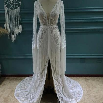 W1574 2023 Unique Bride Wedding Dress Tassel Lace..