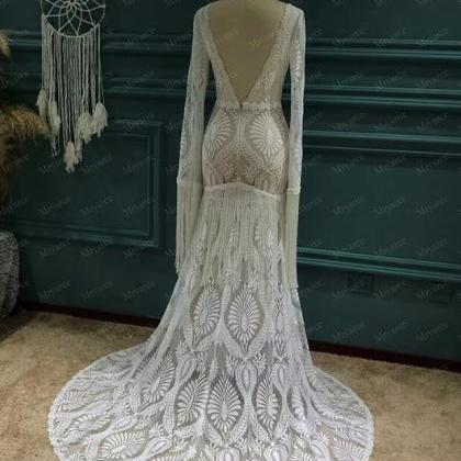 W1574 2023 Unique Bride Wedding Dress Tassel Lace..