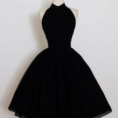 Nice Black Short Formal Prom Dresses,Simple Sleeveless Pleated Mini Homecoming Dresses,Charming Backless Evening Dresses.MN946