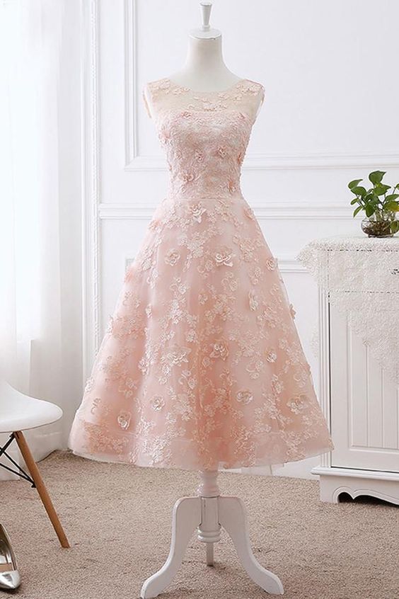 Beautiful Princess Light Pink Prom Dress,sleeveless Appliques Evening Dress.md82