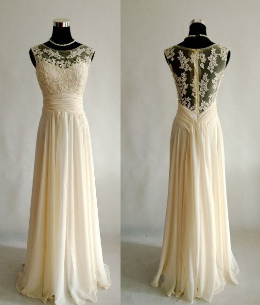 Sleeveless Chiffon Lace Wedding Dress,round Collar Appliques With Beads Tulle Wedding Dress.w181