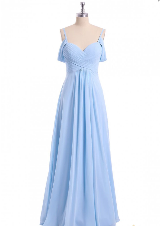 A-line Sky Blue Floor Length Bridesmaid Dress,simple Off Shoulder Chiffon Bridesmaid Dress.wb394