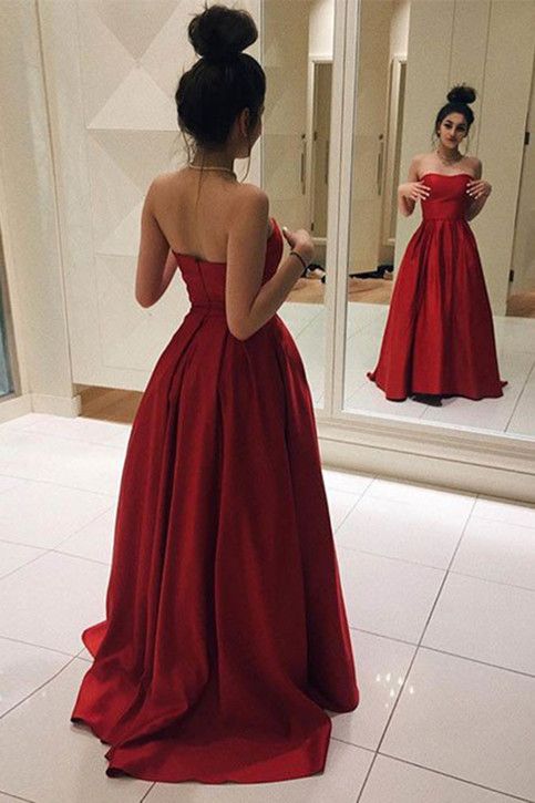 red silk ball gown