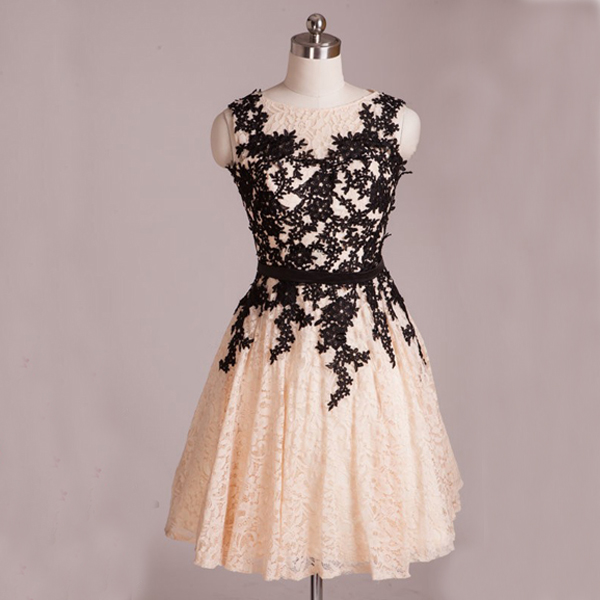 Short Lace Homecoming Dresses,charming A-line Appliques Homecoming Dresses,sleeveless Evening Dresses.mn872