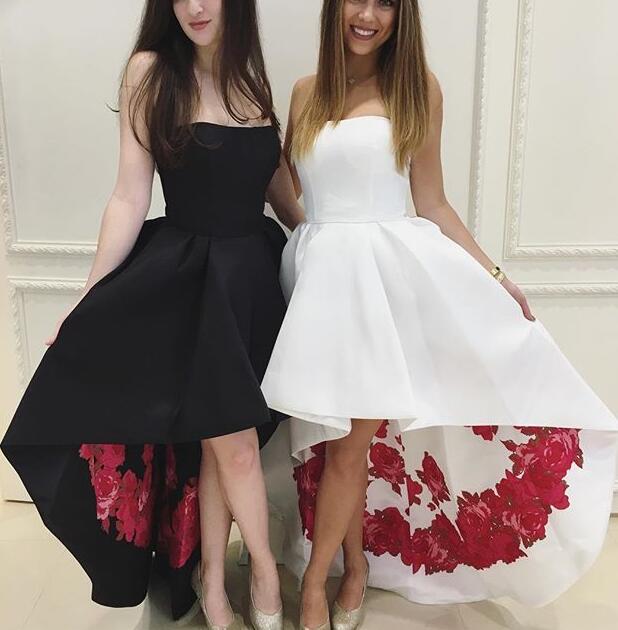 white and black prom dress