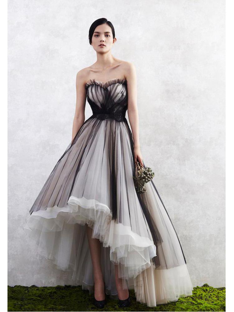 strapless tulle prom dress