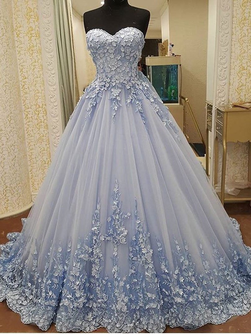 We are in a daze over this fairytale princess blue gown! | Gowns dresses,  Stunning wedding dresses, Ball dresses