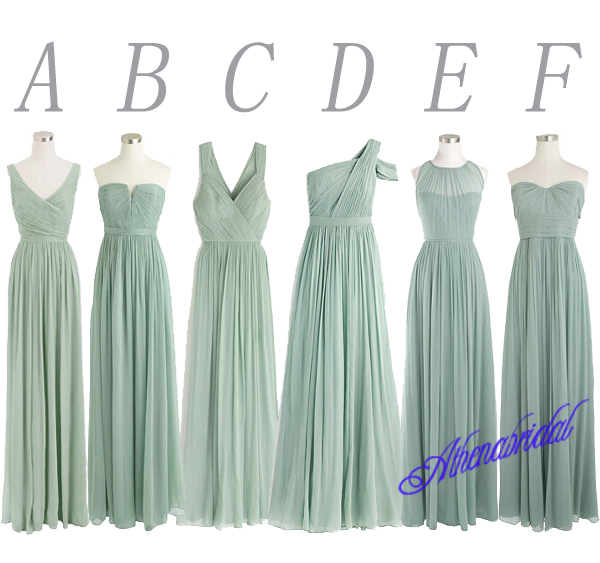 Dusty green bridesmaid dress, mismatched bridesmaid dress, long bridesmaid dress, chiffon bridesmaid dress, wedding party dress,B1454