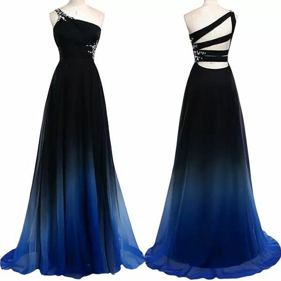 Charming Prom Dress,one-shoulder Prom Dress,gradient Color Prom Dress,chiffon Prom Dress,a-line Evening Dress,p1466