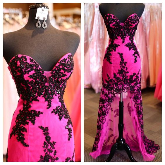 P1470 Charming Prom Dress,appliques Prom Dress,high/low Prom Dress,sweetheart Evening Dress