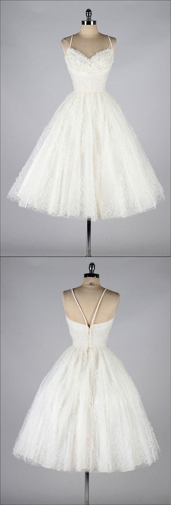 H1492 Vintage Prom Dress, White Prom Gowns, Lace Homecoming Dress