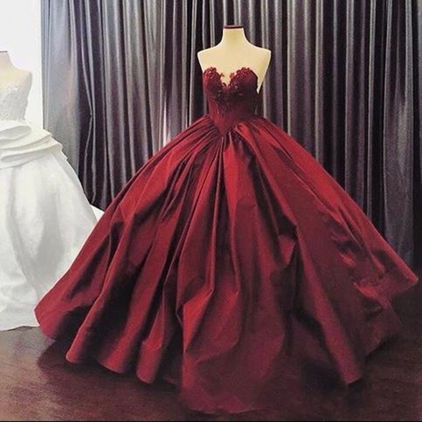 P1507 Burgundy Quinceanera Dresses 2017, Puffy Ball Gown Lace Quinceanera Dress For 15 Year, Formal Burgundy 16 Year Prom Dress, Sexy Sweetheart