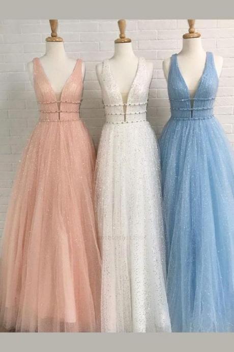 Bridesmaid Dresses Long, V-Neck Bridesmaid Dresses, Bridesmaid Dresses A-Line.WB15